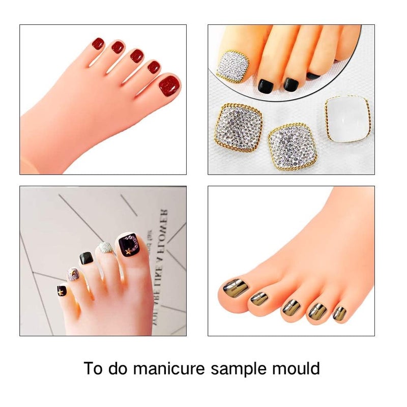 AORAEM Practice Fake Foot Flexible Movable Soft Silicone Fake Foot Tool for Nails Training Display Pink - Image 5